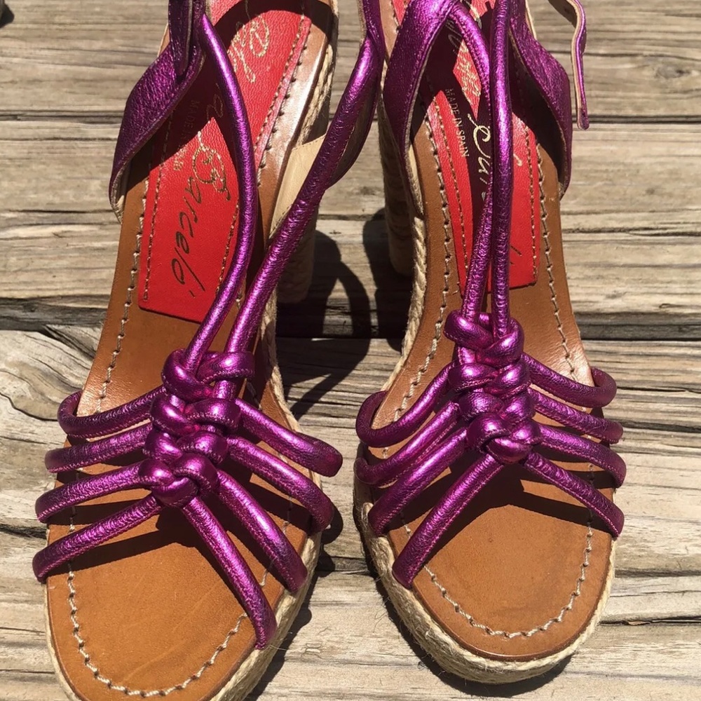 PALOMA BARCELÓ Spain Metallic Espadrille Heels,